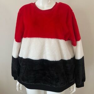 Red, White, and Black Colorblock Sweater